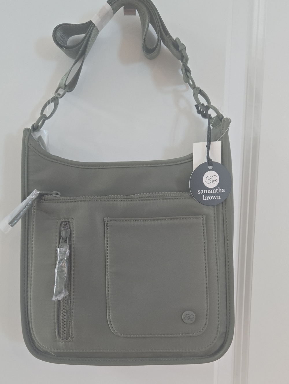 Samantha Brown Olive Green Crossbody Shoulder Bag.